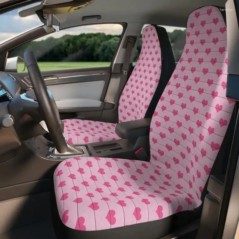 Araba koltuğu, kadınlar için estetik pembe kapağı kapsar Araç sürücü hediyesi onu kova