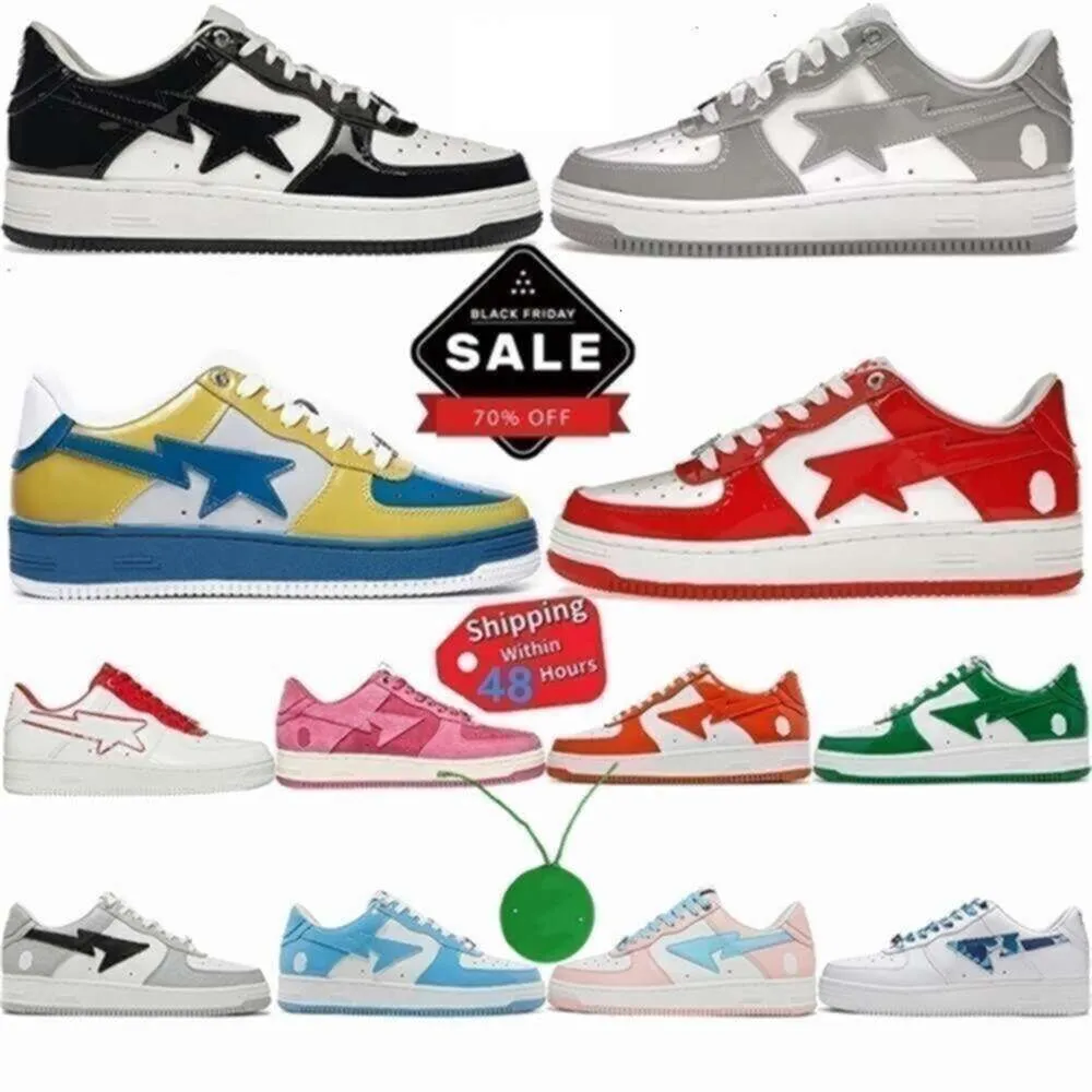 2024 Scarpe Sta Grey Fog Nero Bianco Panda Abc Rosa Rosso Verde Blu Stella in pelle verniciata Scarpa di lusso per sneakers piatte