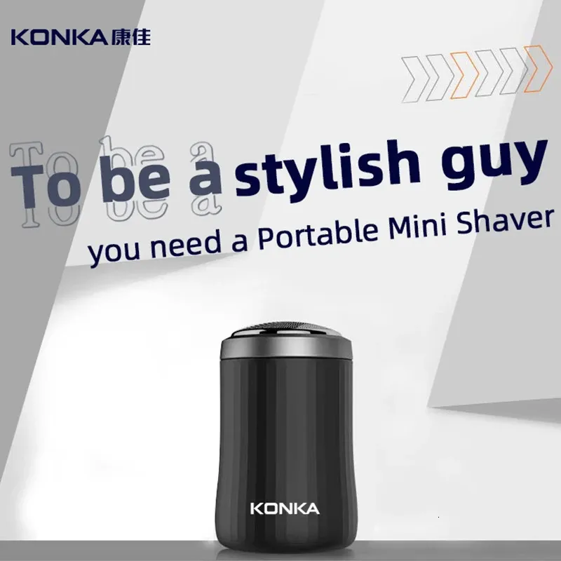 Konka Portable Mini Electric Shaver Beard Trimmer Razor Wet and Dry Use Tape C Charge Shaver For Men Razor 240109