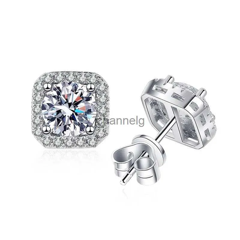 Stud 1ct D couleur Moissanite carré boucles d'oreilles femmes 925 en argent Sterling Moissanita diamant clous d'oreille platine finition passe testeur YQ240110