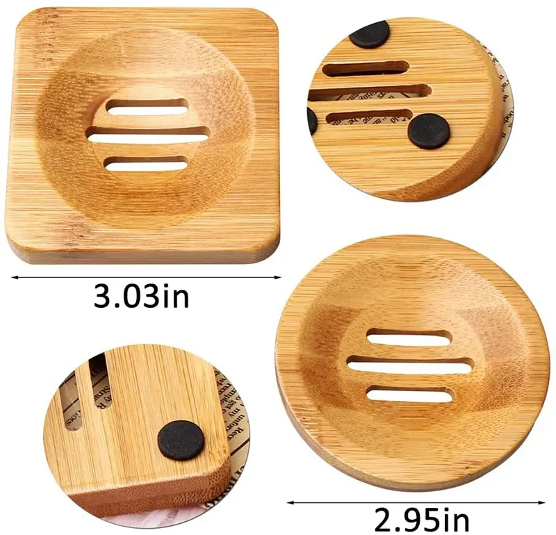 3 Styles Natural Bamboo Soap Dishes Tray Holder Storage Soap Rack Plate Box Container Portable Bathroom Soaps Dish