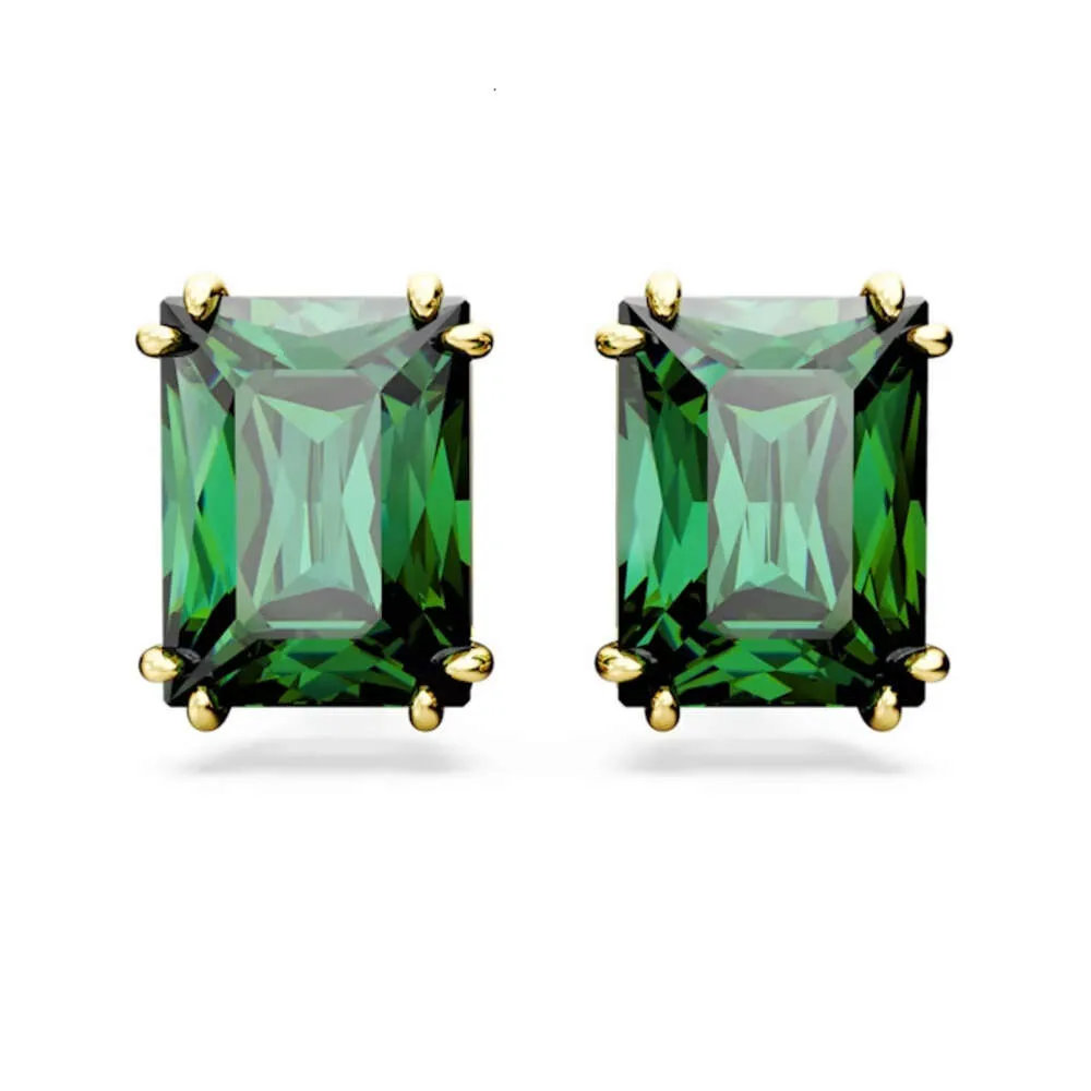 Swarovski Boucle d'oreille Designer Femmes Top Quality Charm Matrix Green Square Boucles d'oreilles pour femmes Light Luxury Unique et haut de gamme avec des cristaux d'éléments