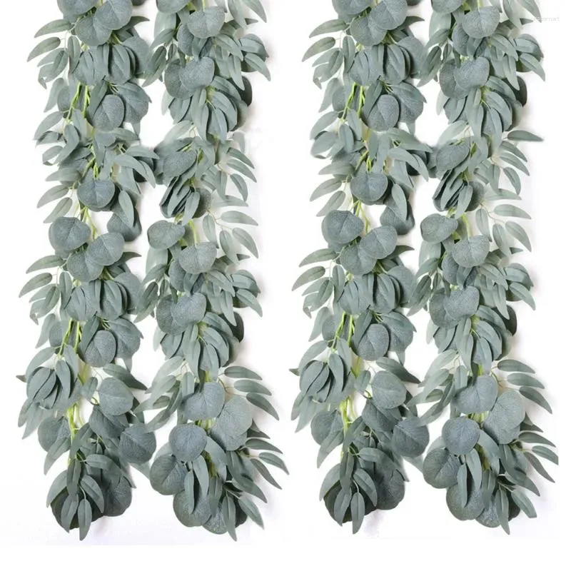 Guirlande d'eucalyptus artificielle de fleurs décoratives avec des feuilles de saule, fausse verdure pour fête de mariage, chemin de Table à domicile, décor d'arc