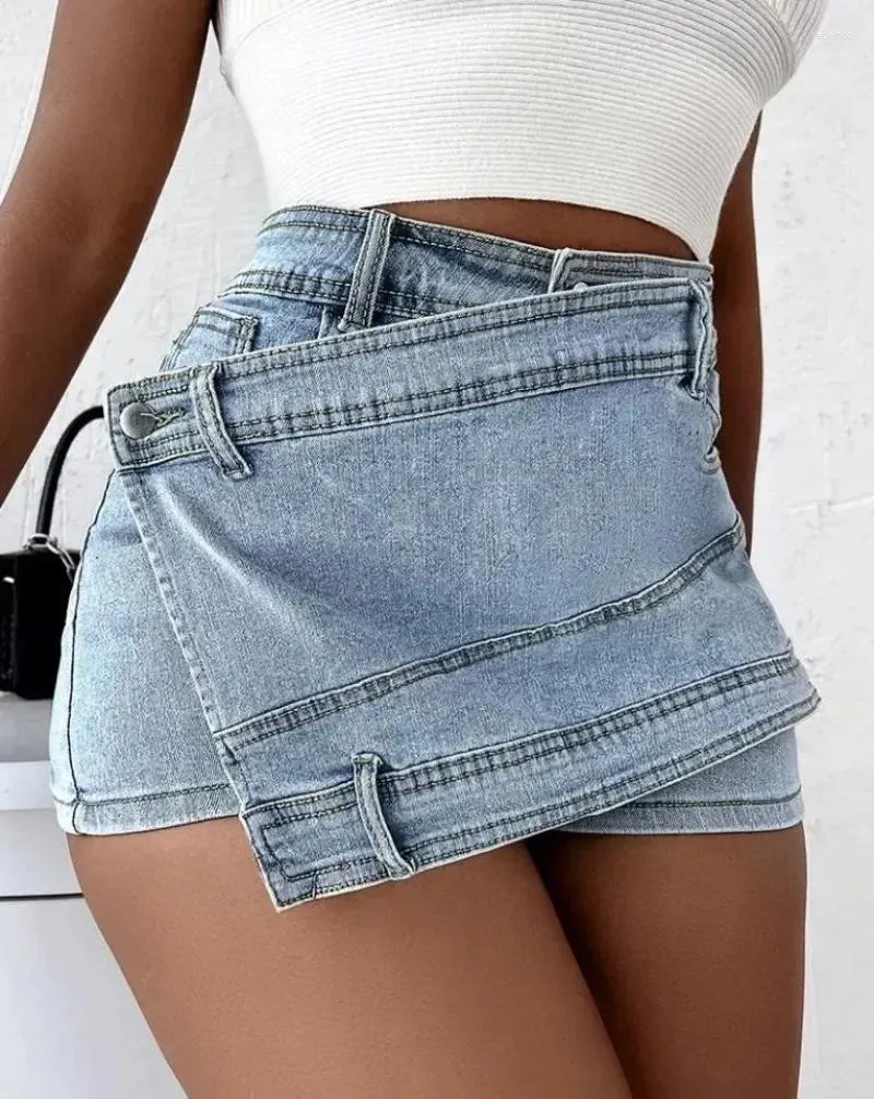Dżinsy damskie plus wielkości linia wysoka w talii Nieregularne szerokopasmowe spodnie damskie Summer Korean Slim Denim Shorts dla kobiet
