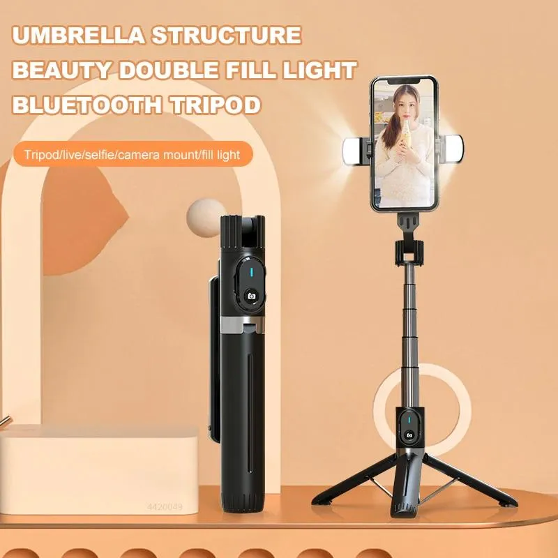 Monopods Roreta 2022 Bluetooth Deklanşör Alüminyum Alaşımlı Yeni Katlanabilir Kablosuz Selfie Stick Tripod Android iOS akıllı telefon için