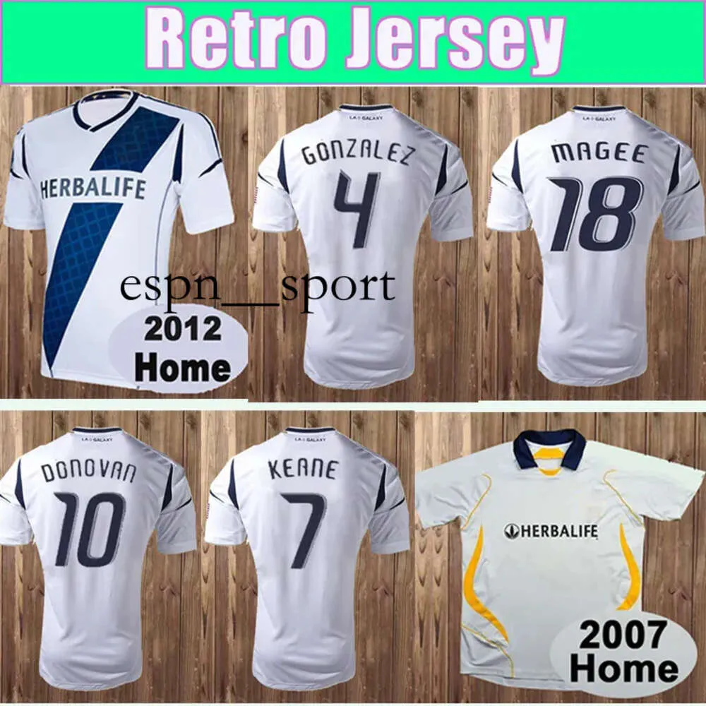 ESPNSPORT 2012 LA Galaxy Retro Soccer Jersey Donovan Gonzalez Keane Magee 2007 Home Classic Vintage Football Shirt Short Sleeve Uniforms