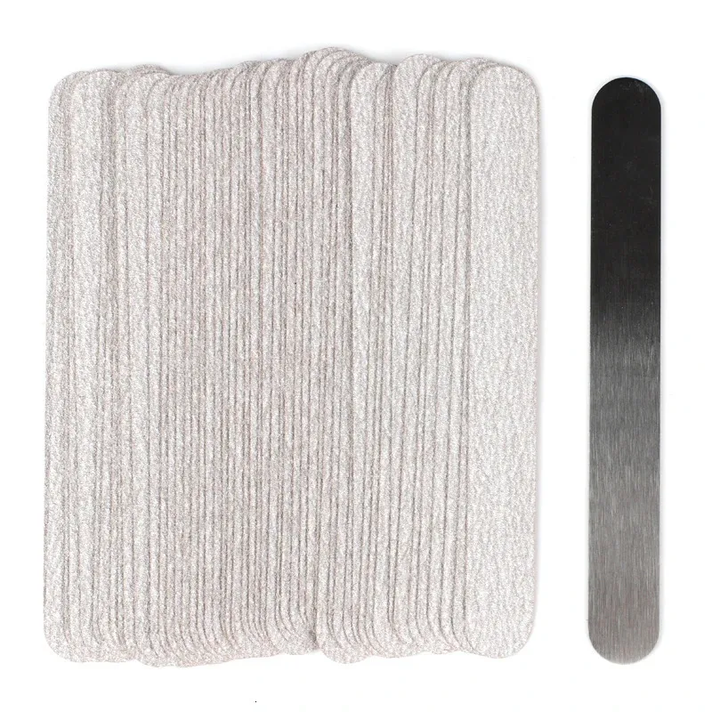 100200Pcs 13.5CM Mini Replaceable Nail File Self-adhesive Removable Sandpaper Pads Metal Handle 100180240 Emery Board Buffer 240109