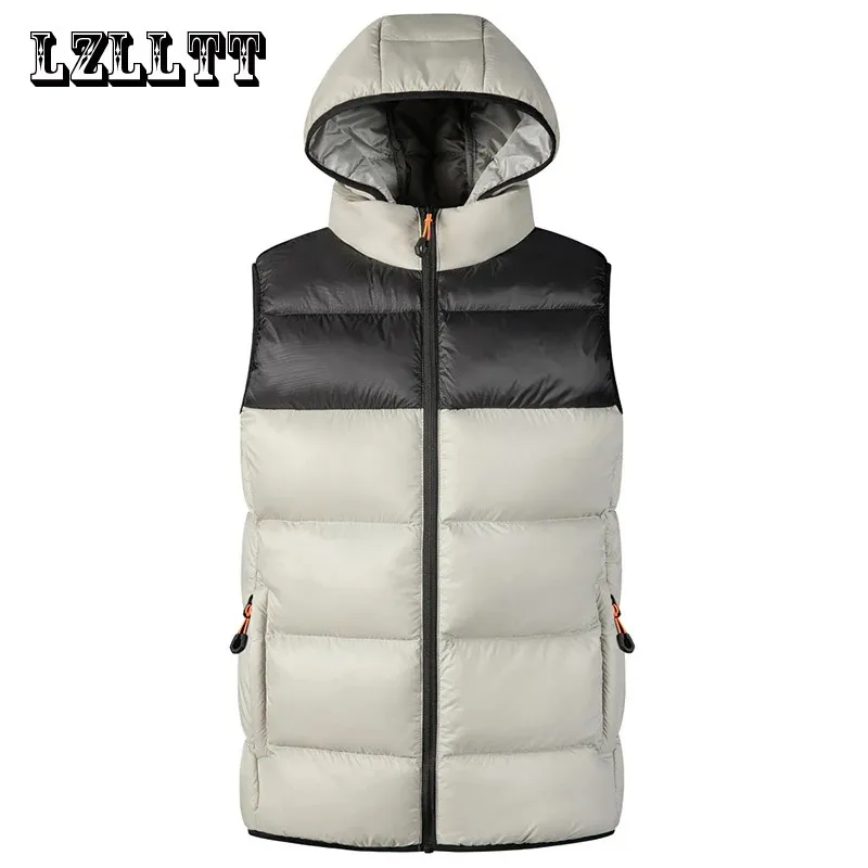 7XL Winter Mannen Capuchon Jassen Mouwloze Vesten Heren Casual Winddicht Warm Vest Lente Herfst Vest Mannelijke 240109