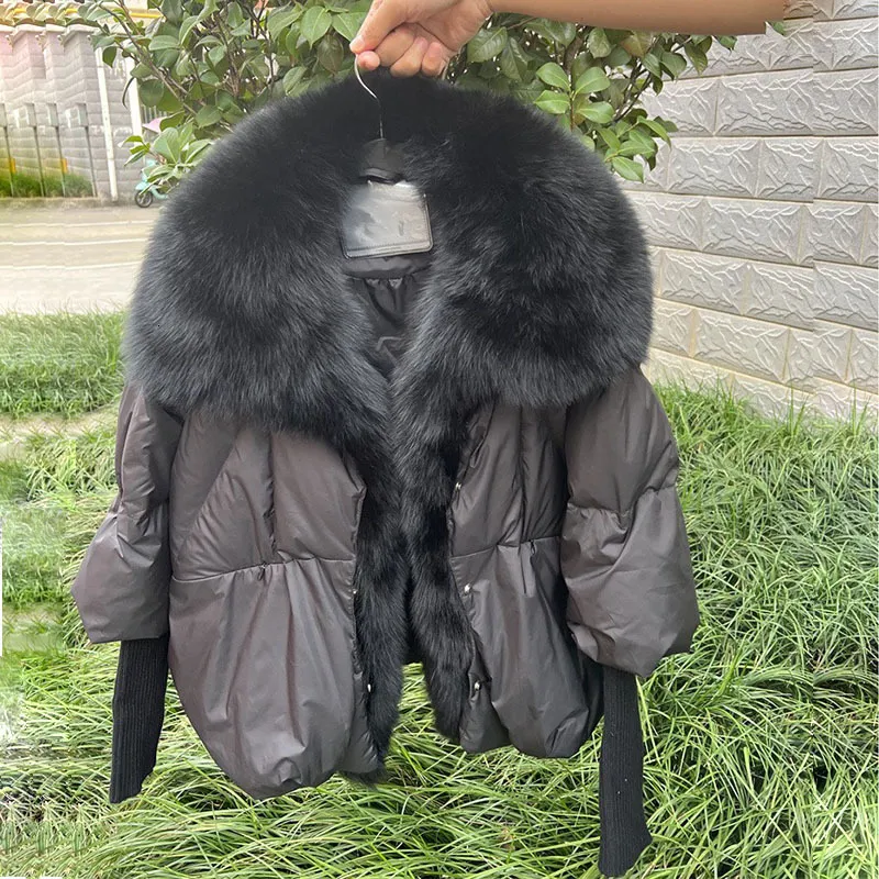 Winter Womens White Duck Down Jacket With Fur Faux Real Silver Trim Knitted Sleeves And Thick Outerwear Fashionable And Comfortable Green Puffer Coat With Hood Style 231018 From Dou04 126.64 DHgate.Co...