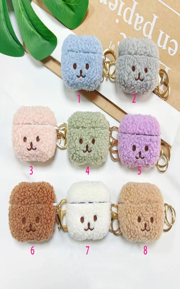 Headset Tillbehör Plush Teddy Dog Case för Apple AirPods Pro2 2022 AirPods Pro 1 2 3 Air Pod Charging Box -fodral med hook6047796