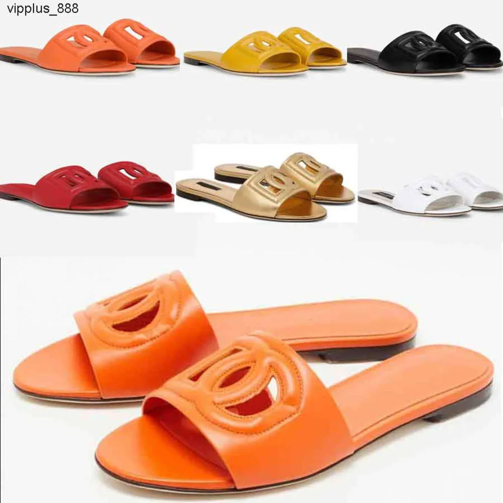 Designer pantoufle sandale cuir découpé diapositive design de luxe femmes sandales pantoufle appartements D- découpé diapositives en cuir style découpé sandales pop d'été à bout ouvert