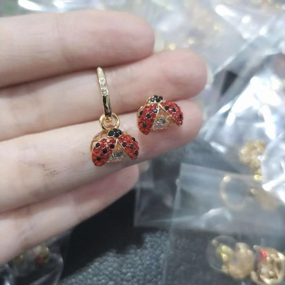 DHgate Swarovski Asymmetric Crystal Ladybug Earrings Jewelry