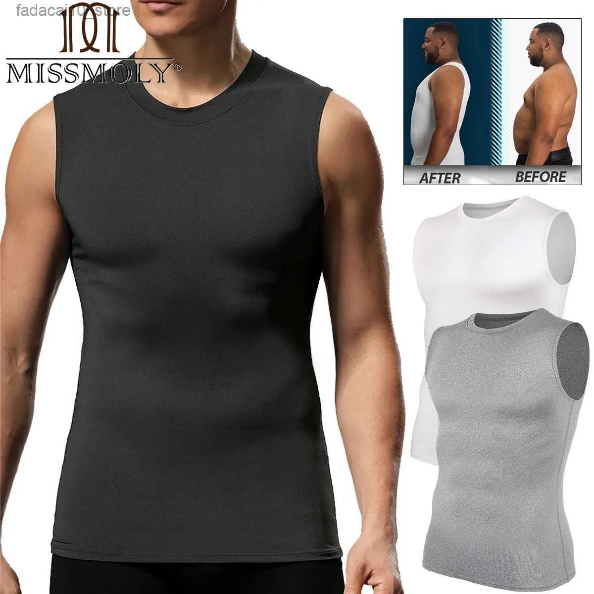 Taille Tummy Shaper Hommes Body Shaper Gilet Chemises De Compression Minceur Contrôle Du Ventre Hauts Moulants Entraînement Abdomen Poitrine Maillot De Corps Sans Manches Shapewear Q240110