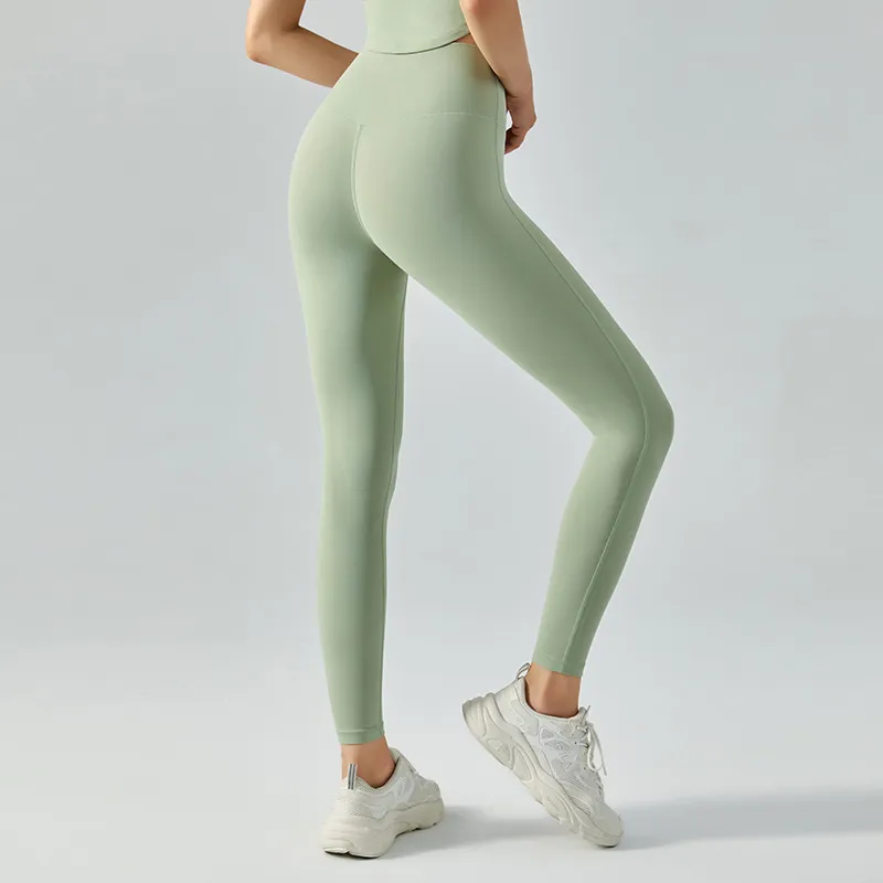 AL-0036 Women Yoga Pants Push Ups Fitness Leggings Soft High Waist Hip Lift Elastic T-Line Sports Pants with logo