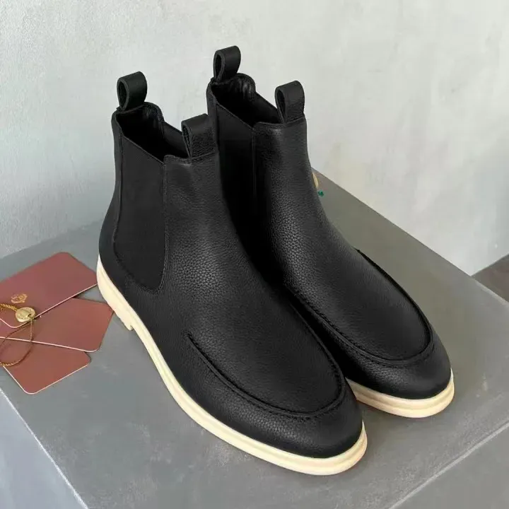 Luxurys Designer Mocassin Robe Chaussures Loroo Martin Bottes Randonnée Chaussures Chelsea Homme Fourrure Cheville Plat Piana Mocassin Cadeau Hiver Mode Hommes Extérieur Casual Chaussure Sneaker Boîte