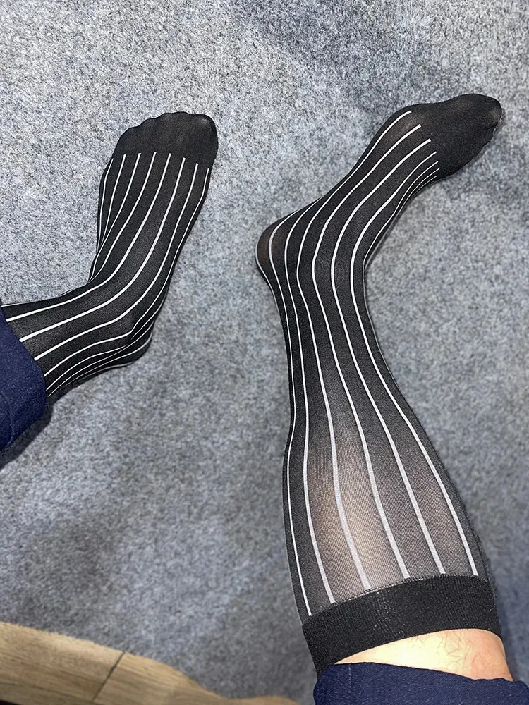 Herrensocken aus ultradünner Seide für Herren, formelle Kleidung, Anzug, sexy, durchsichtig, erotisch, für Männer, Business 240109