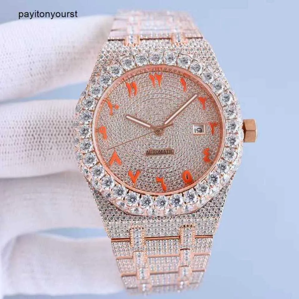 Romaxs Watch Diamond Watches Zirkonia Mens Otomatik Mekanik Hareket Sapphire Cam Tam Grubu Büyük Çerçeve Yeni RJ Satıyor