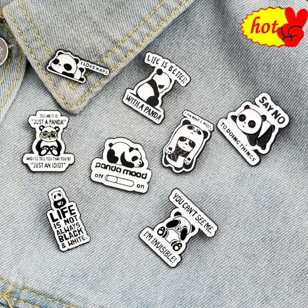 Pin de solapa esmaltado de panda, broche de Metal de dibujos animados, joyería para mujeres, hombres, sombrero, mochila, bolsos, insignias, alfileres, regalos para niños