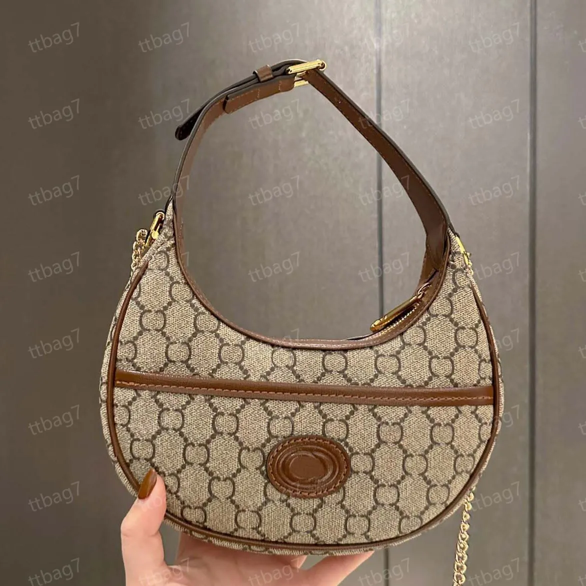 Designer hoge kwaliteit halvemaanvormige mini-tas echt leer dames crossbody met in elkaar grijpende luxe mode veelzijdige duurzame messenger-tassen handtassen