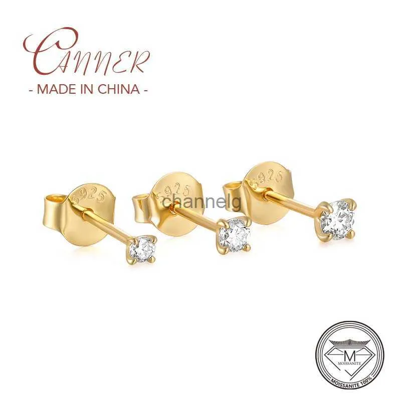 Stud CANNER 3 stks/set Bling Moissanite Diamanten Oorbel Voor Vrouwen 925 Sterling Zilveren Stud Oorbellen Oor Bot Oorlel Piercing Jewerly YQ240110