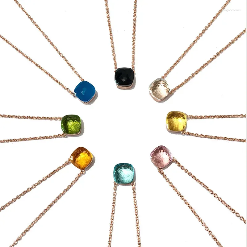 Pendant Necklaces Women Fashion Jewelry Candy Style Necklace Colorful Crystal With 3 Kinds Of Gold Color Plated Trendy Design