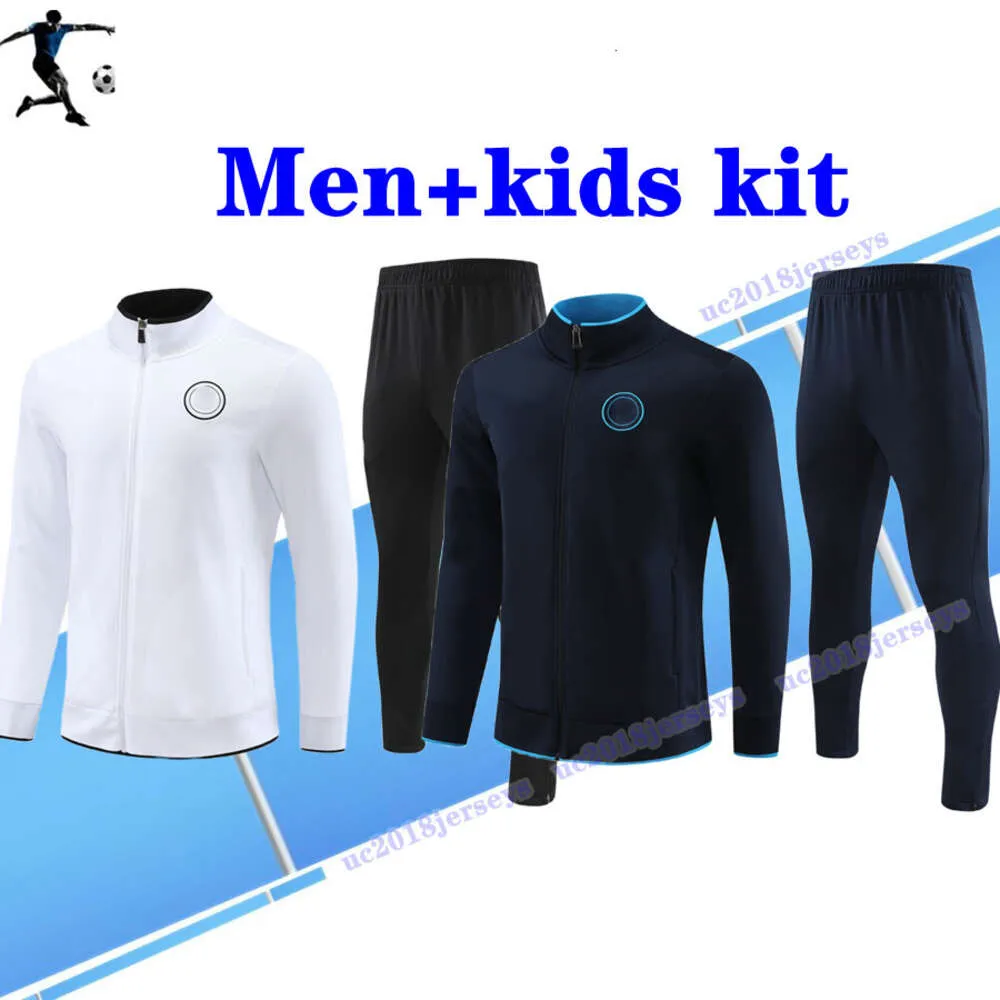 Men and Kids Kit 2023 2024ハーフプル長袖ナポリトラックスーツサッカージャージー23 24フットボールトラックスーツジャケットSSCナポリAE7トレーニングスーツ列車