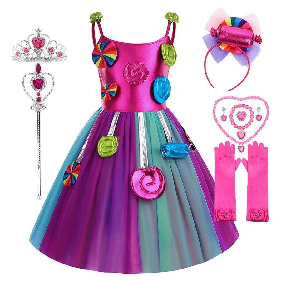 Costumes de robe de bonbons pour les filles Festival de Pourim Costume de sucette fantaisie enfants robes Tutu d'été robe robe de bal de fête 240109