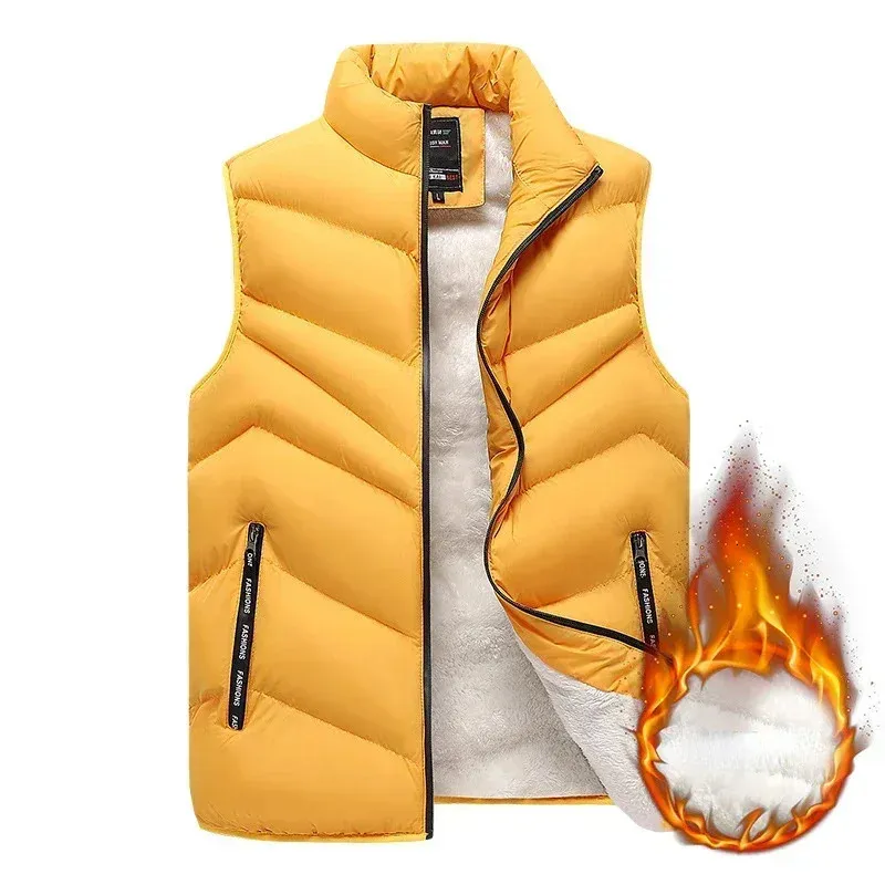 2023 en vêtements polaires hommes gilet zip chaud hiver épais automne manches vestes mâle orange noir gilet grande taille grand 240109