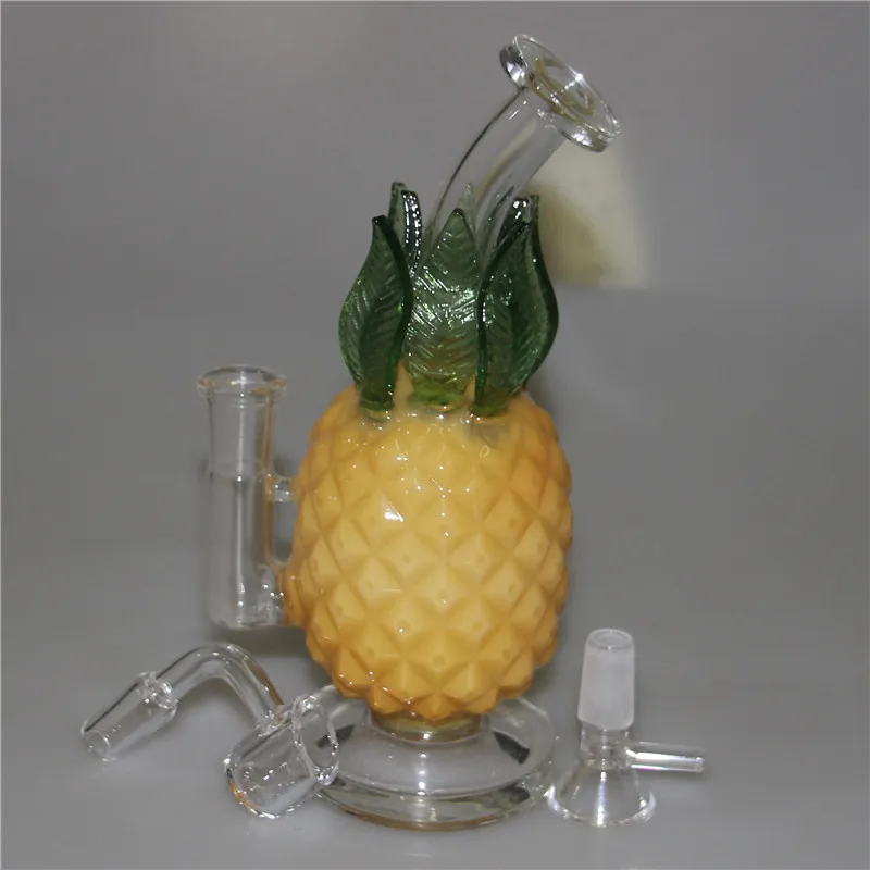 Waterpijpen ananas glazen waterpijp percolator roze glazen waterpijpen rookpijp recycler dab rigs bubbler shisha met 14mm kom quartz banger