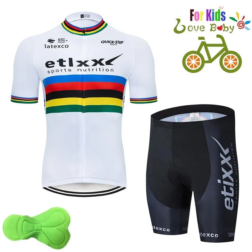 2019 Quick Step for Children Cycling Jersey Sets Children Short Sleeve Head Shorts Boys Cycling Wear Sports Clothing238O