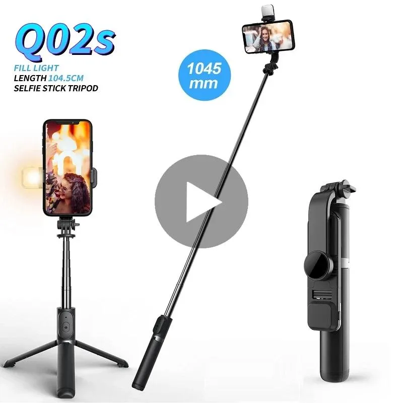Monopods selfie Stick con trípode para iPhone Android Pole soporte para teléfono inteligente Bluetooth Monopod LED LIGHT Telescópico