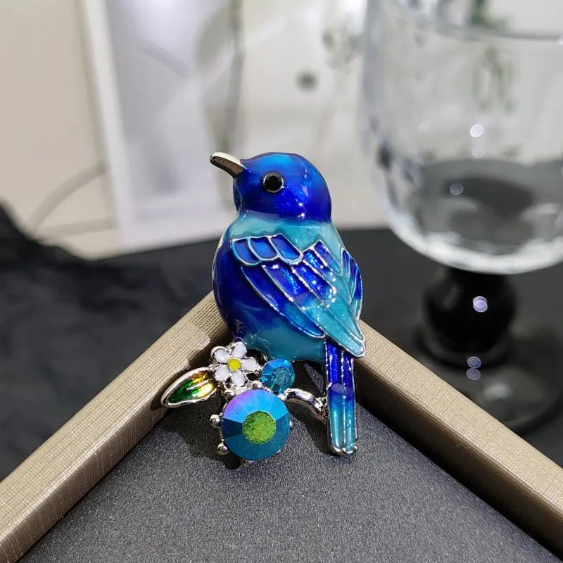 Spille Spilla per uccelli vintage in smalto blu Accessori spille gocciolanti eleganti ed eleganti
