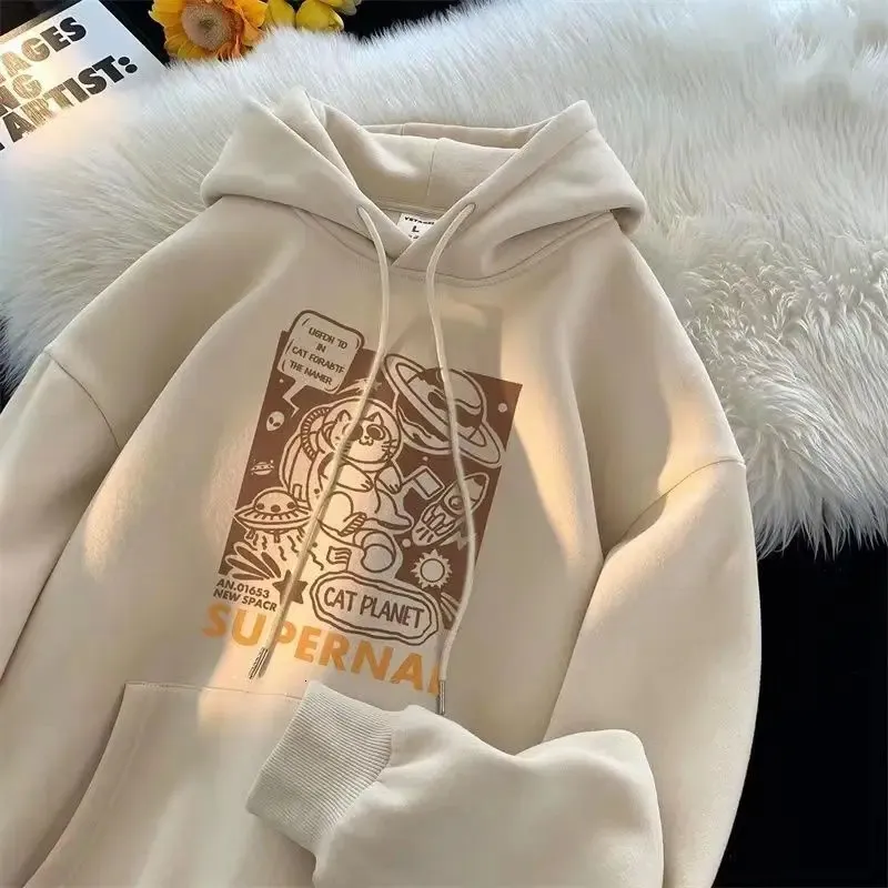 Amerikaanse mode herfst en winter leuke cartoon bedrukte hoodie voor mannen en vrouwen loszittende casual hiphop top voor koppels y2k 240109