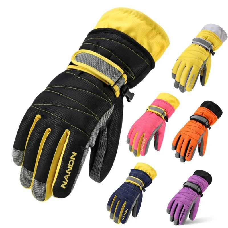 Winter Thermal Ski Gloves Unisex Waterproof Snowboard Anti-slip Cycling Gloves Riding Hiking Motorcycle Warm Fleece Mitten Glove 240109