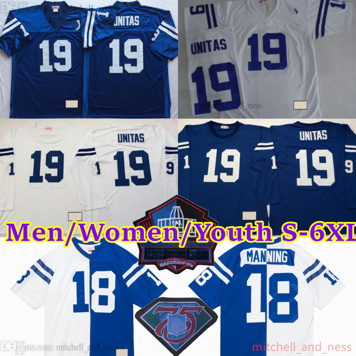 Personalizado S-6XL 1990 Clássico Vintage Futebol 18 Peyton Manning Jersey Throwback Stitch 63 Jeff Saturday 28 Marshall Faulk 78 Tarik Glen 4 Jim Harbaugh 53 Ray Donaldso