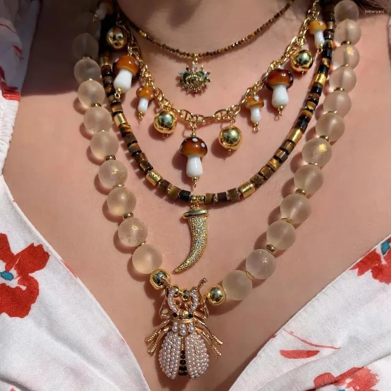 Pendentif Colliers Style Exquis Mignon Champignon Collier Pour Femmes Phase De La Mmoon Lien Charmes Vintage Bijoux Clavicule Amulette Femelle