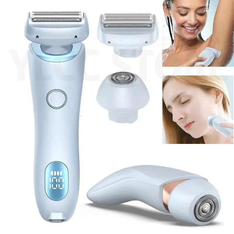 Elektrische scheerapparaten voor dames 2 in 1 bikinitrimmer Gezichtscheerapparaten Ontharing voor oksels Benen Dameslichaamtrimmer IPX7 Waterdicht 240109