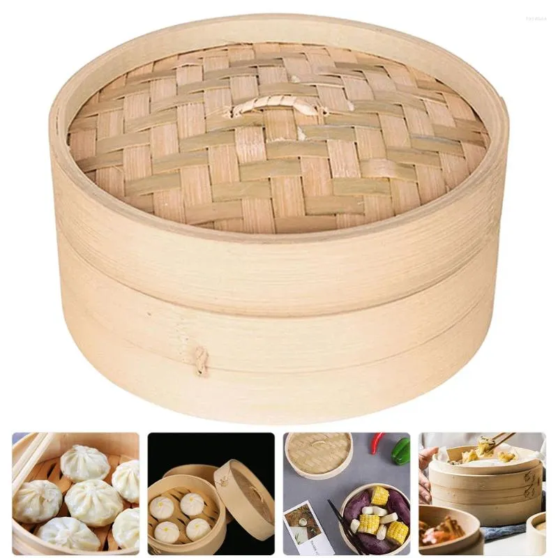 Caldeiras duplas 1 conjunto de cesta de vapor de bambu multifuncional cesta de vapor natural comida chinesa