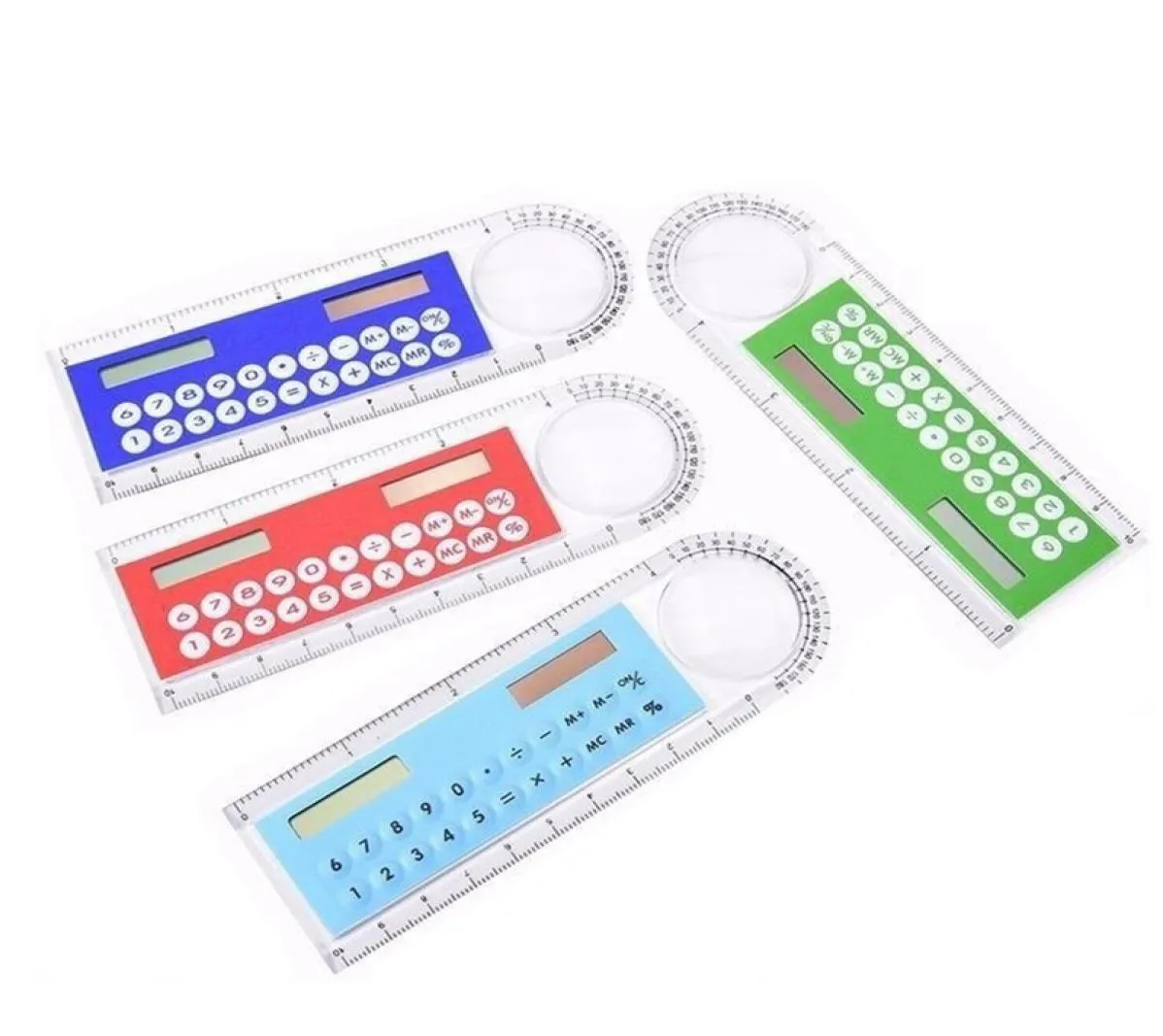 Mini Portable Solar Energy Calculators Creative Multifunction Ruler Student Ruler Calculator9301819