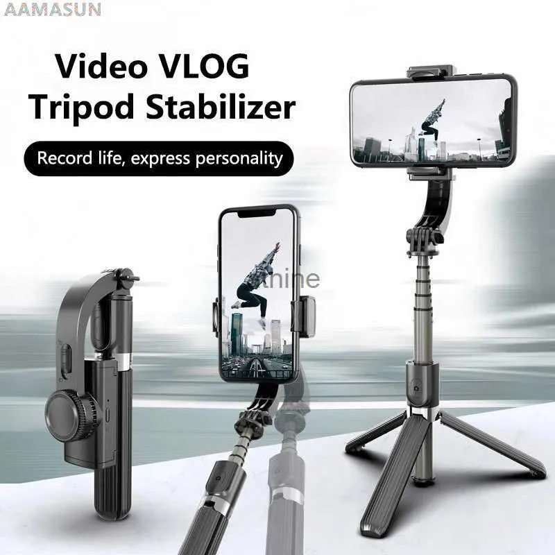 Selfie Monopods Aamasun Bluetooth Handheld Gimbal Stabilizer Outdoor Holder Wireless Selfie Stick Ajustável Selfie Stand para telefone IOS Androd YQ240110