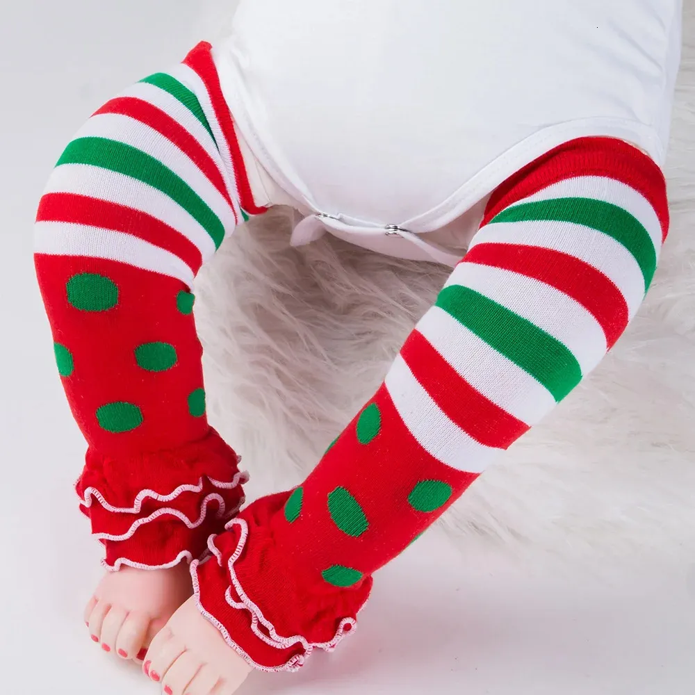 Baby Boys Girls Leg Warmers Christmas Toddler Leggings Cotton Knee Protector Born Tights Spädbarn Soft Dot Print Socks kläder 240109
