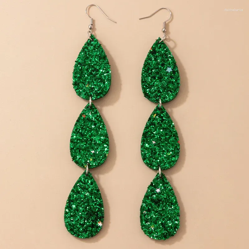 Boucles d'oreilles bohème vert Flash étoile goutte pour femmes mode géométrie forme d'eau longue boucle d'oreille bijoux de fête 21049