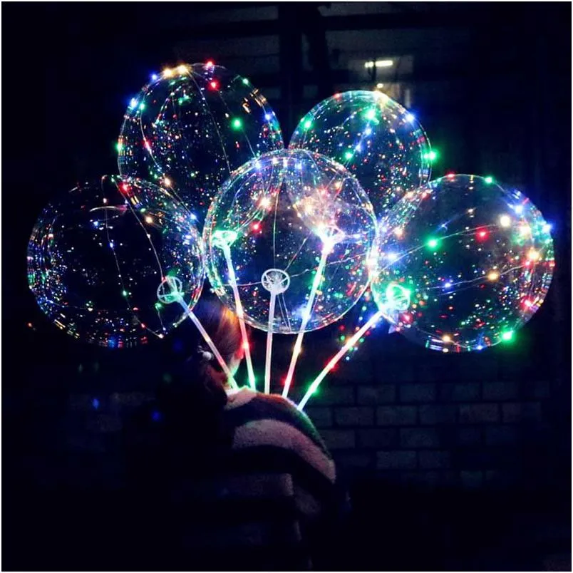 Party Decoration Decorative Bobo Ball Led Line With Stick Wave String Balloon Light Up For Christmas Halloween Wedding Birthday Home P Dhsh9