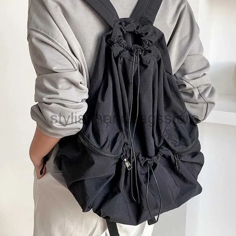 Mochila Estilo Moda Ruched Drsting Mochilas para Mulheres Casual Nylon Lady Peso Leve Estudantes Bolsa Grande Capacidade Saco de Viagem 2023stylishhandbagsstore