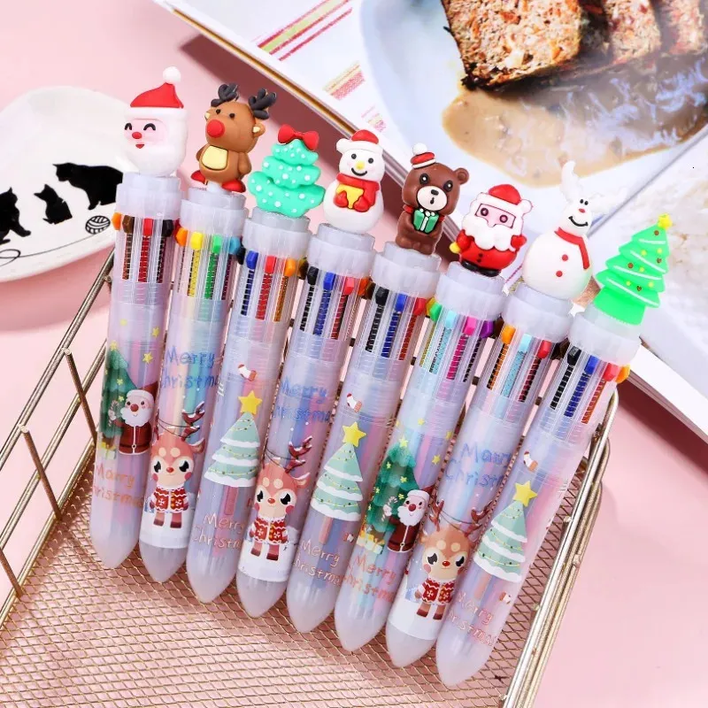 20pcs Christmas Silicone 10 Color Ballpoint Pen Aesthetic Pens for Writing Cute Pens Wholesale Pretty Stationery Ball Point Pen 240109