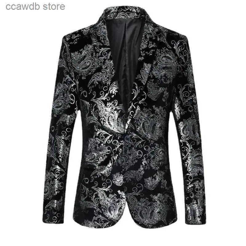 Costumes pour hommes Blazers Nouvelle marque vêtements or Susiness Blazer tendance mâle mince costume veste discothèque hébergé robe de soirée costume de loisirs pour hommes taille S-5XL T240110