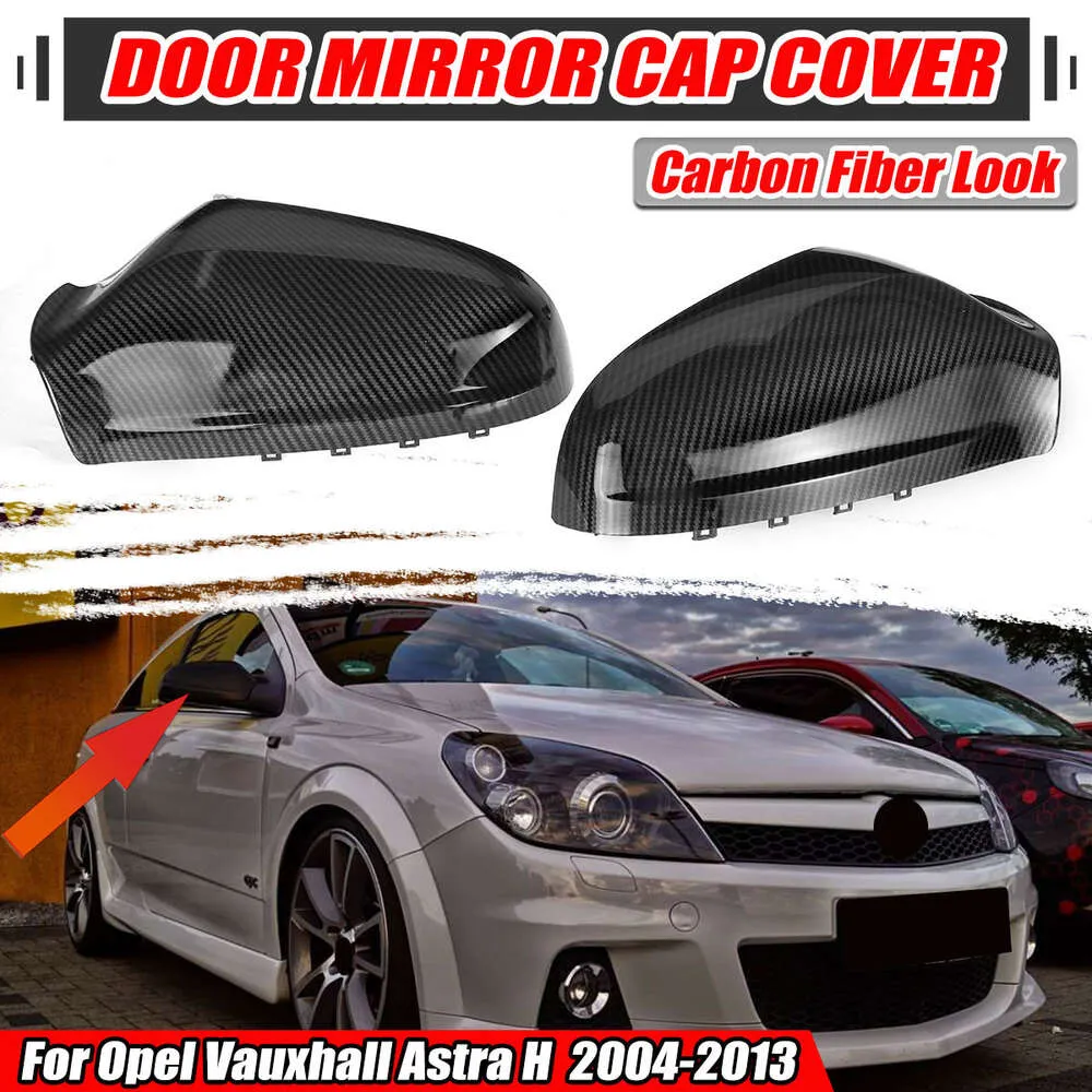 Nuovo 2x Fibra di Carbonio Look Car Rear View Porta Laterale Ala Copertura Dello Specchio Per Vauxhall Opel Astra H MK5 2004-2013 Sostituzione Della Protezione Dello Specchio