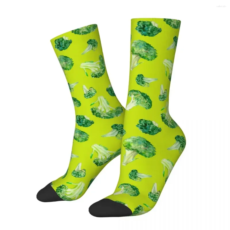 Мужские носки, мужские и женские носки с акварелью и брокколи, разноцветные хлопковые забавные счастливые овощные новинки, средние носки TubeSocks, подарок на день рождения