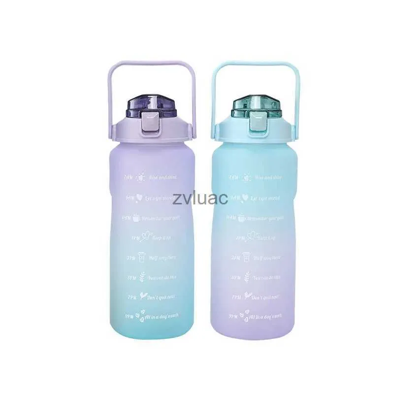 water bottle 2000ml Large Capacity PC Plastic Sports Water Bottles 360 Leak-proof Gradient Color Cups Kids Girl's Space Cup for Cold Drinks YQ240110