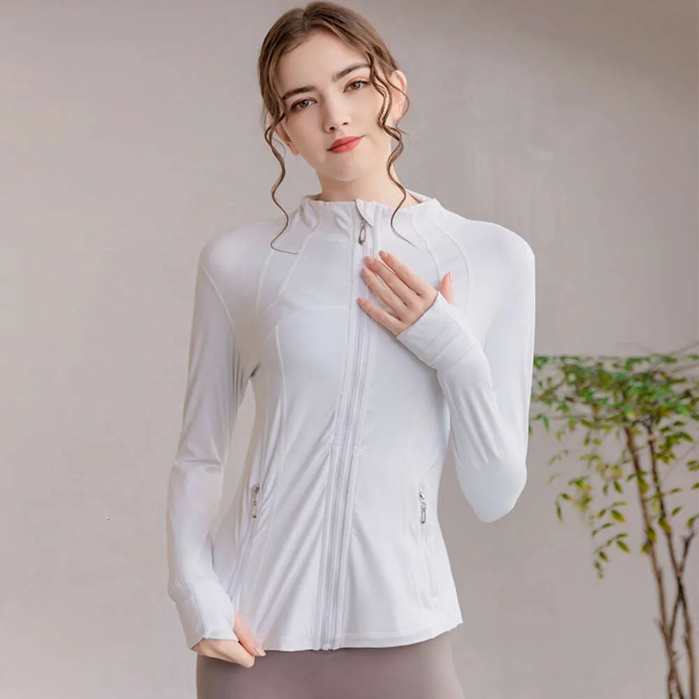 lu-001 Dames Slank Yogajack Fitness Herfst Effen Ademend Workout Gymjas Hardlopen Sport Sweatshirts Rits Nylon Strakke tops S-9